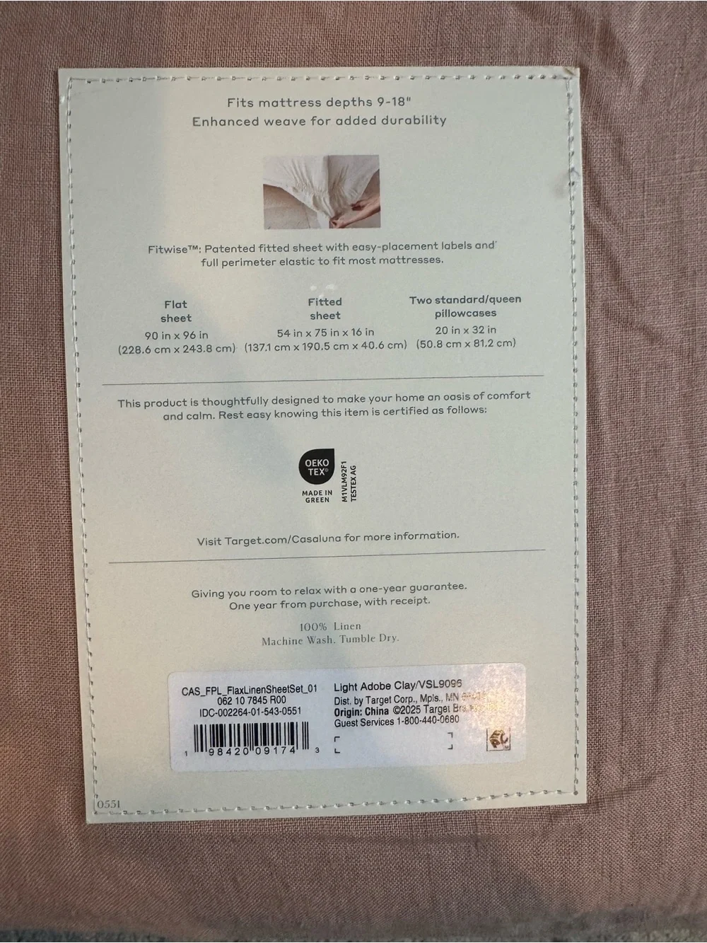 Full 100% Linen Sheet Set Light Adobe Clay - Casaluna™
